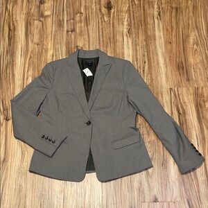 Ann Taylor women’s blazer 14 large jacket  brown tan stripe business casual NWT